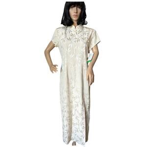 NWT Vintage ivory Brocade Cheongsam Dress from J.R. Nites by Caliente Size 10 P